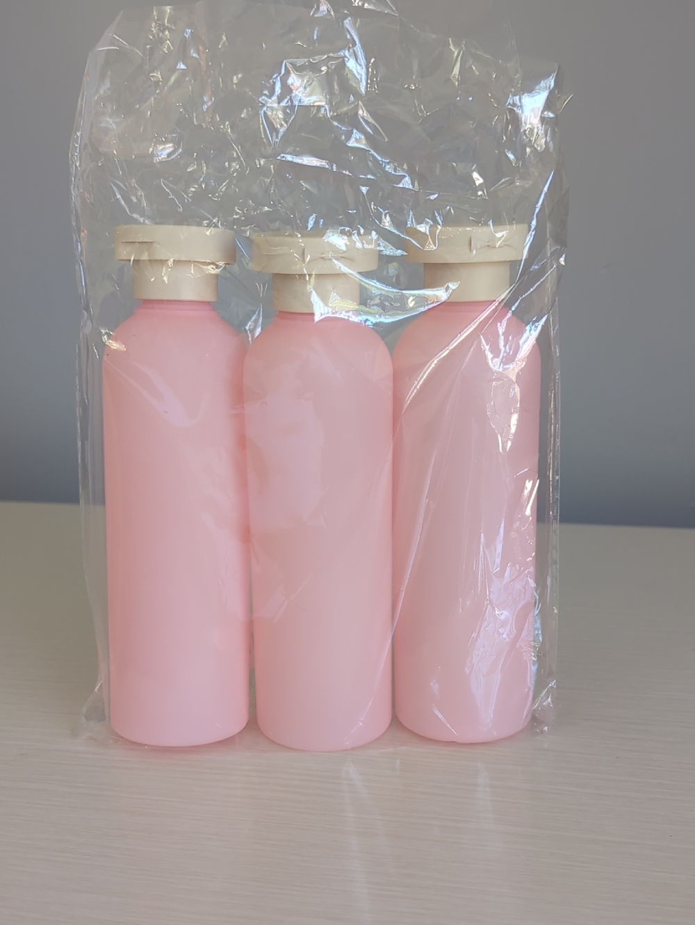 Set of 3  Large Flexible Pink Travel Bottles